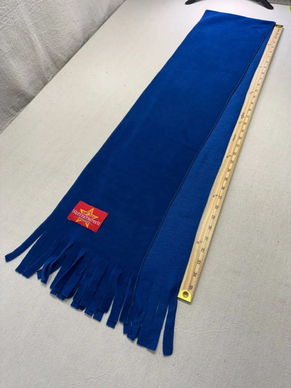 Weignachtarket Royal Blue Fleece Scarf with Fringe from Germany